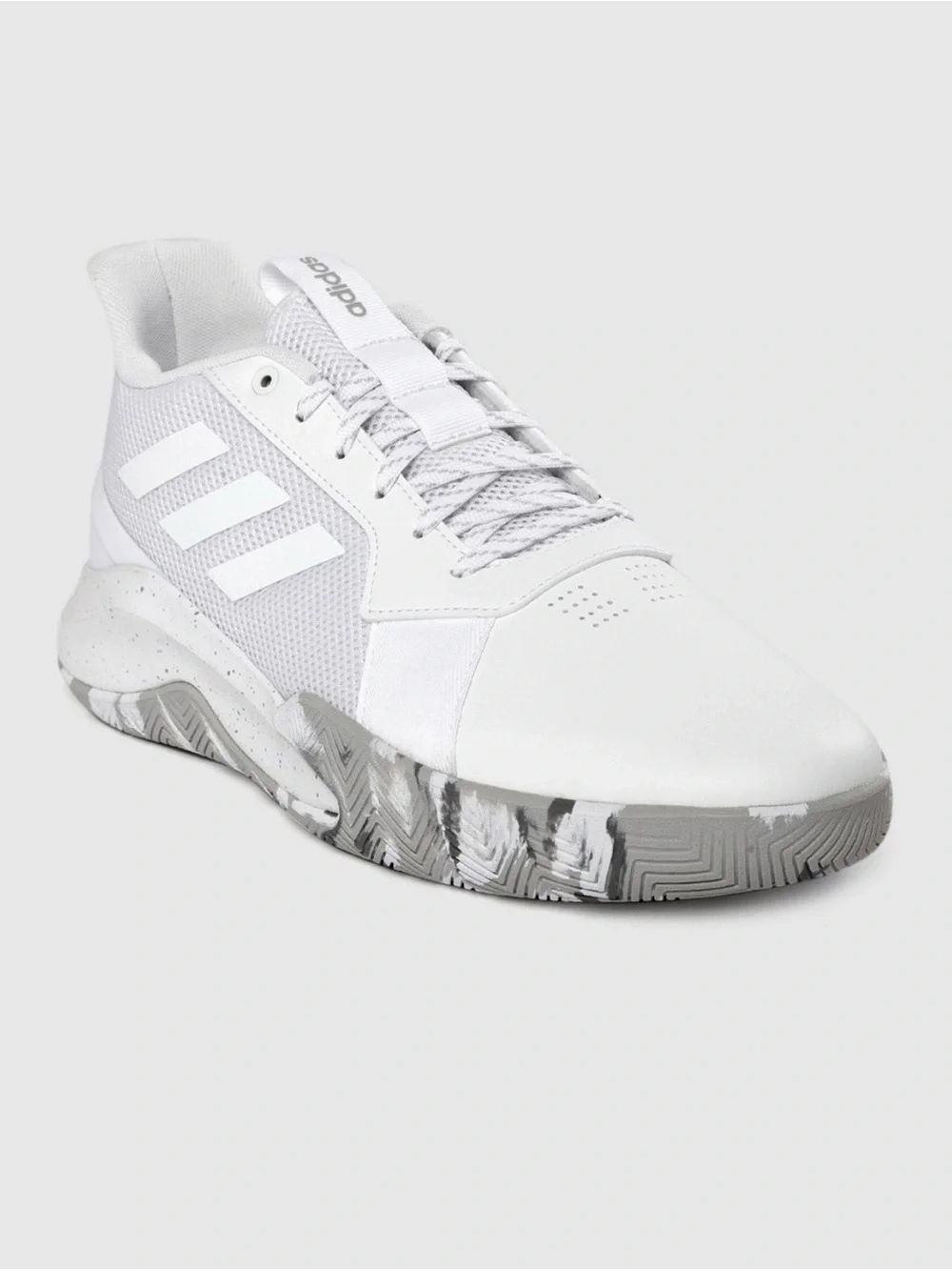 adidas Men’s White Athletic Training Sneakers with Gray Marbled Sole